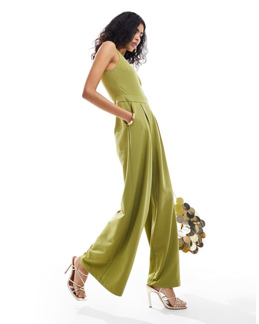 Pretty Lavish Green One Shoulder Jumpsuit With Pockets