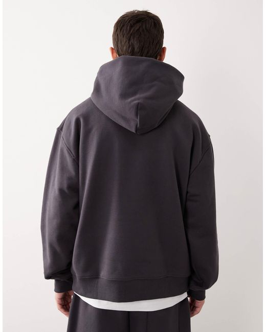 Ac-t-2572 - sweat à capuche signature en tissu ultra-épais - anthracite ASOS COLLECTIVE pour homme en coloris Blue