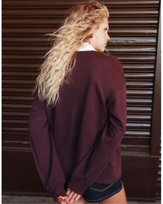 Stradivarius Polo-Sweatshirt Met Print in het Purple