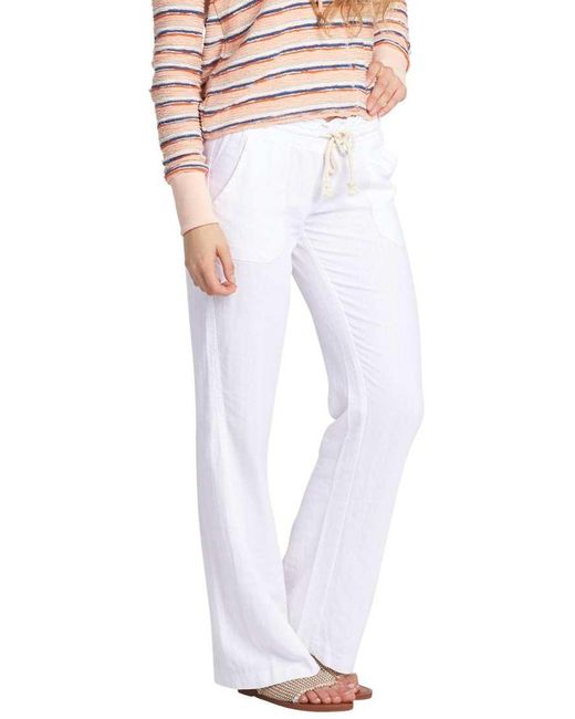 Roxy White Oceanside Flared Trousers