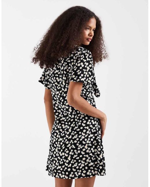 Vero Moda Black Easy Joy Short Sleeve Bow Front Mini Dress