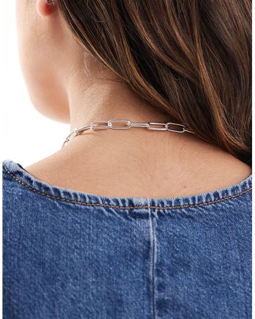 Accessorize Blue – klobige, mit sterling überzogene halskette mit scheibenanhänger