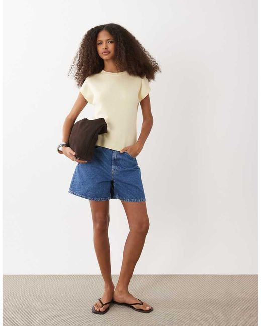 Mango Brown Knitted Short Sleeve Top