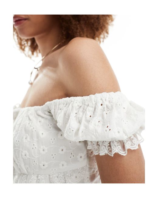 Reclaimed (vintage) White Western Bandeau Top With Bows