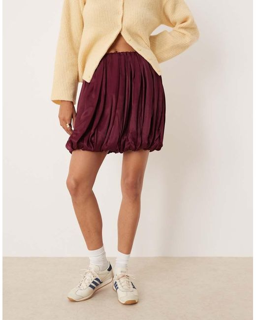 ASOS Natural Satin Bubble Hem Mini Skirt