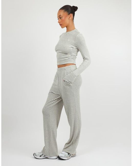 SIMMI Gray Monique Soft Stripe Fine Ribbed Long Sleeve Top
