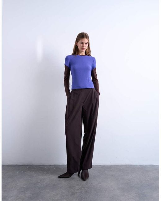 TOPSHOP Blue Tailored Pleated Ovoid Trouser