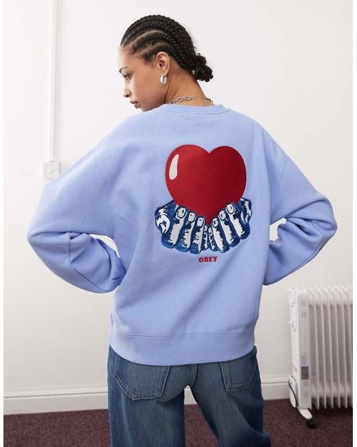 Obey Blue Heart Graphic Sweatshirt