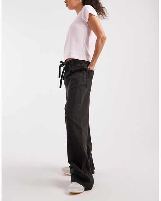 ASOS White baggy Pants With Tie Detail