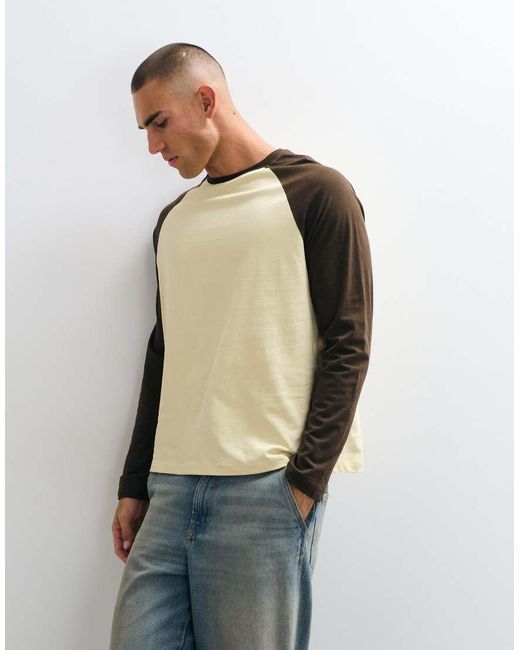 ASOS Yellow Relaxed Longsleeve Raglan T-Shirt for men