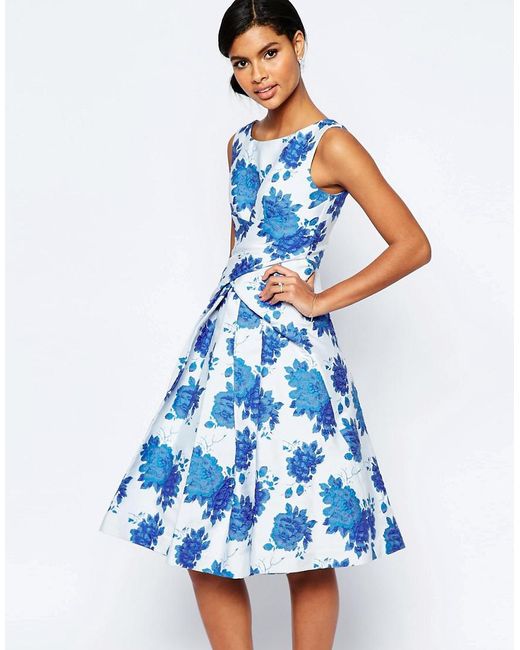 ASOS Blue Rose Folded Midi Prom Dress