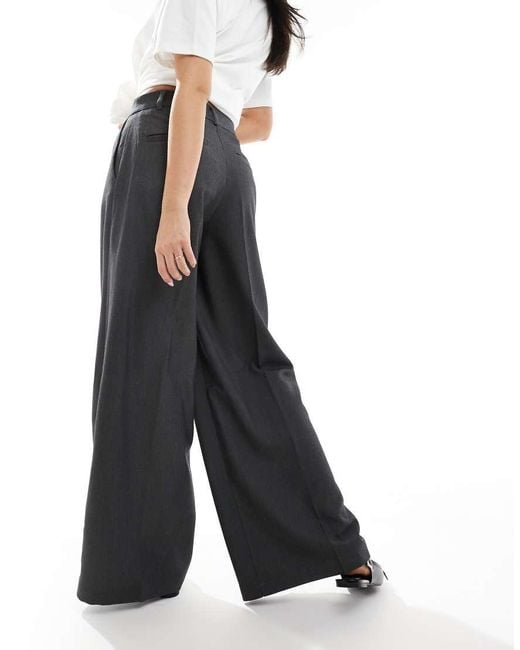 Monki Black High Waist Wide Leg Tailored Trousers
