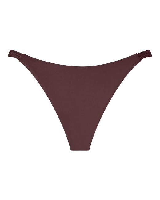 KBX Brown Solid Collections Tanga Bikini Bottoms