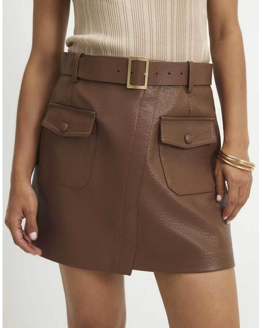 River Island Natural Petite Utility Pocket Belted Mini Skirt