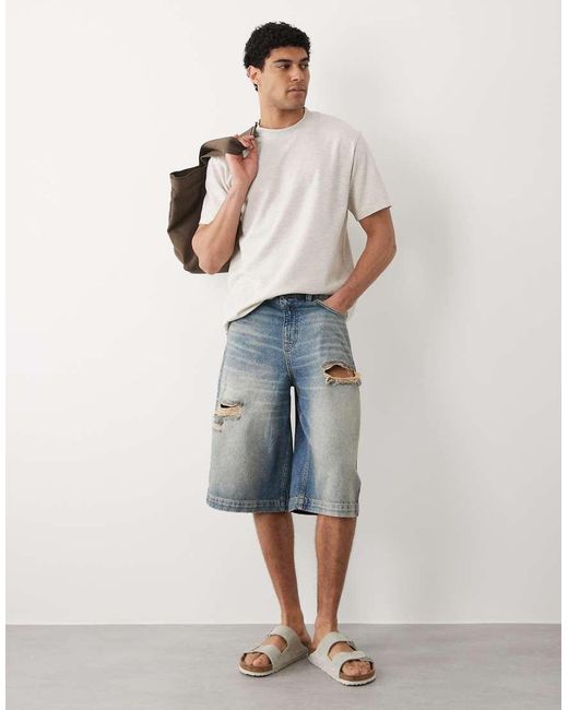 ASOS Losse Jort Met Scheur in het Blue voor heren