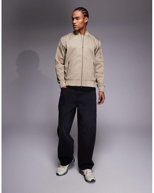 Barbour Natural Tardon Zip Through Logo Bomber Jacket for men