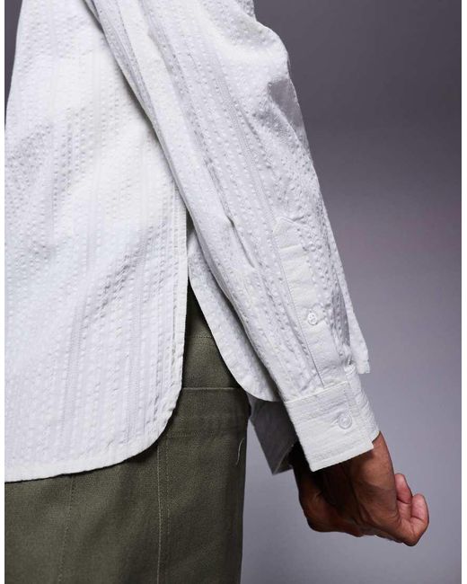 ASOS Gray Oversized Shirt With Curved Split Hem for men