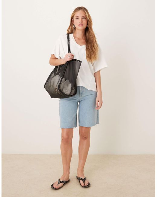 ASOS White Boxy Tee With Seam Detail