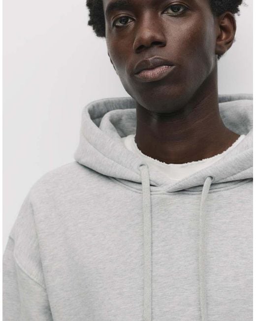 Felpa Con Cappuccio Basic Mélange di Pull&Bear in Gray da Uomo
