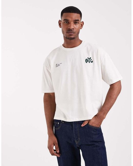 ASOS White Boxy Oversized T-Shirt With Nyc Bubble Text Print for men