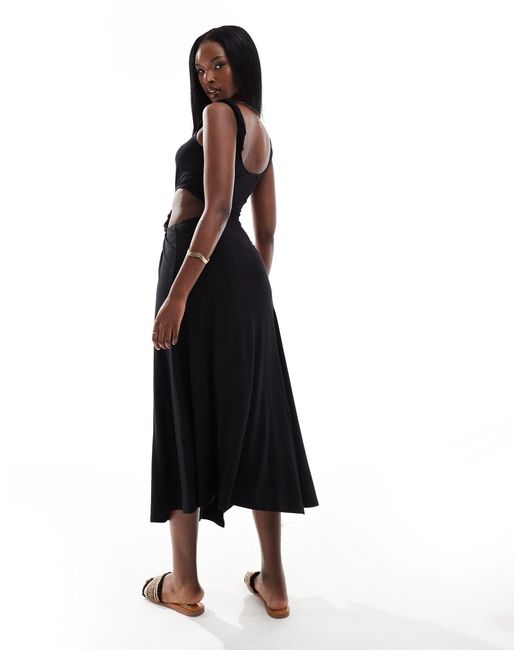 ASOS Black High Low Hem Cut Out Dress With Twist Strap