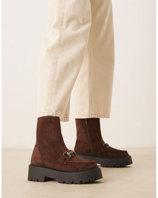 ASOS Brown – april – loafer-ankle-boots aus wildlederimitat
