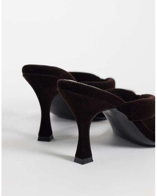 ASOS Brown Huddle Padded Toe Thong Heeled Sandals