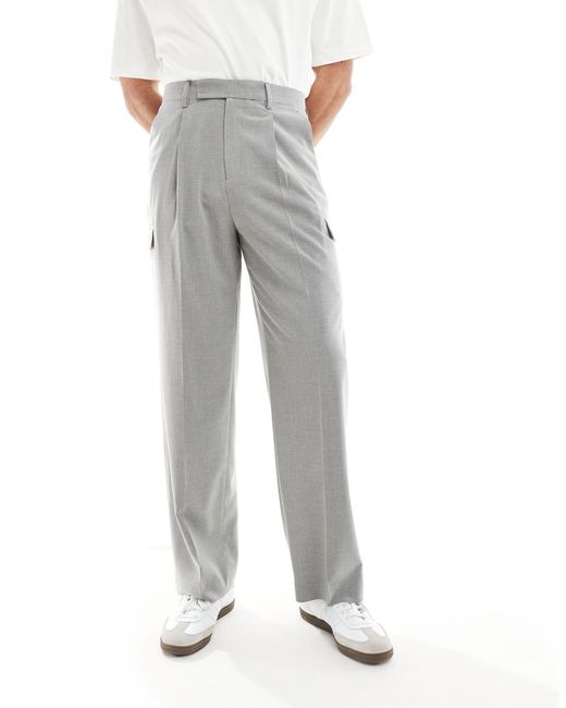 Pantaloni cargo eleganti a fondo ampio grigi di ASOS in Gray da Uomo