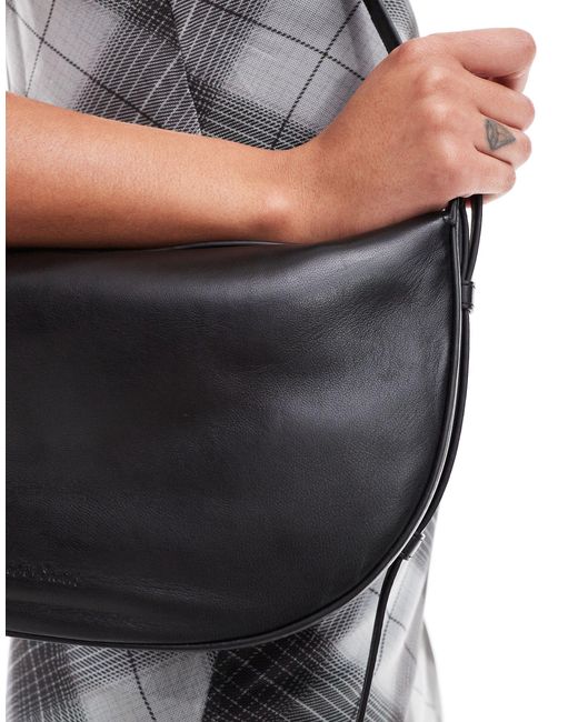 & Other Stories Black Leather Cross Body Bag With Buckle Detail