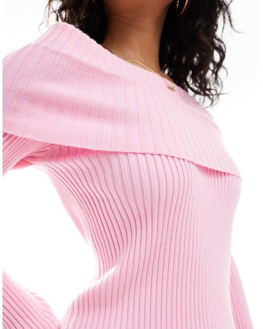 Glamorous Pink Bardot Knit Top
