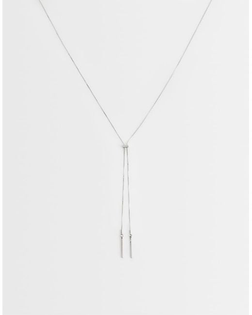 ASOS White Lariat Necklace With Fine Snake Chain Detail