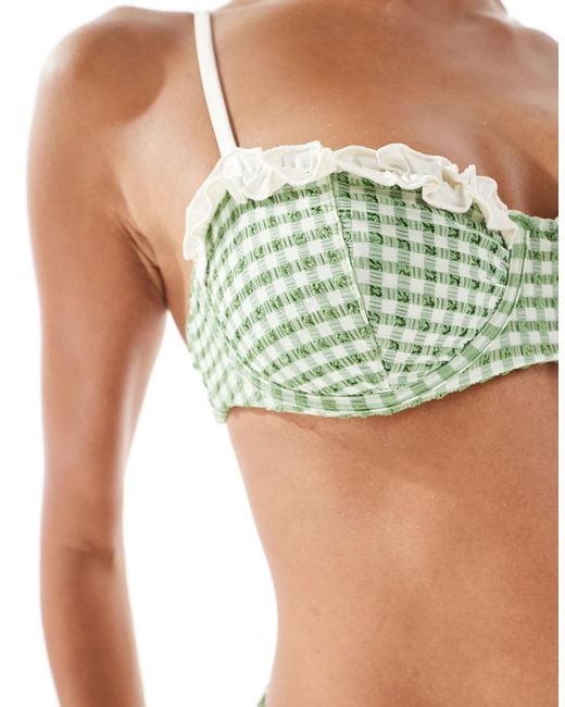 ASOS Green Dorothy Underwired Balcony Bikini Top
