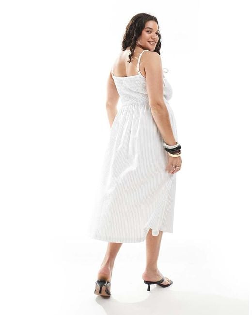 Renee Studio White Plus Exclusive Shirred Midi Dress