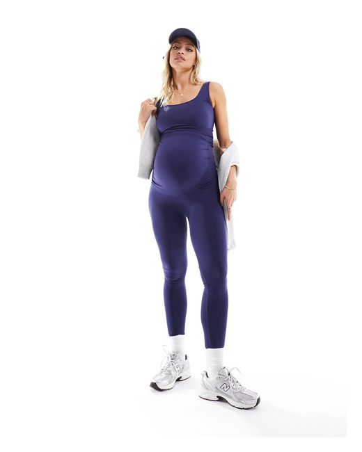 Mama.licious Mamalicious Maternity Seamless Support Vest Top Co-ord in Blue