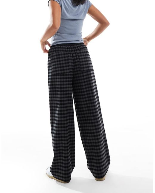 ASOS Blue Asos Design Petite Pull On Tie Waist Barrel Trousers