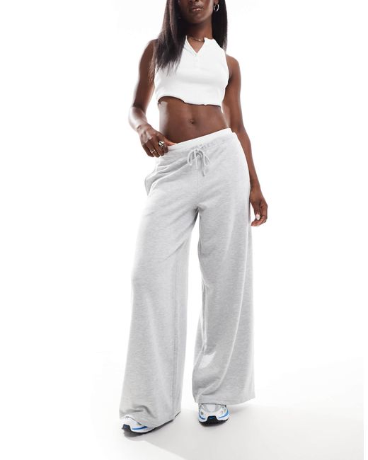 Stradivarius Boxer Detail Wide Leg jogger in White Lyst Australia