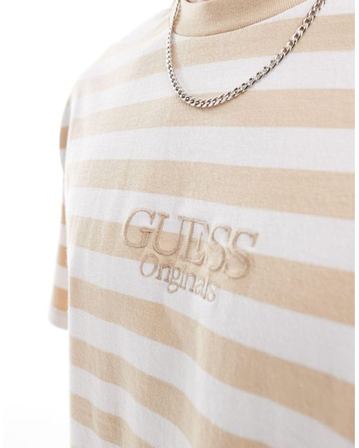 Guess White – gestreiftes unisex-t-shirt