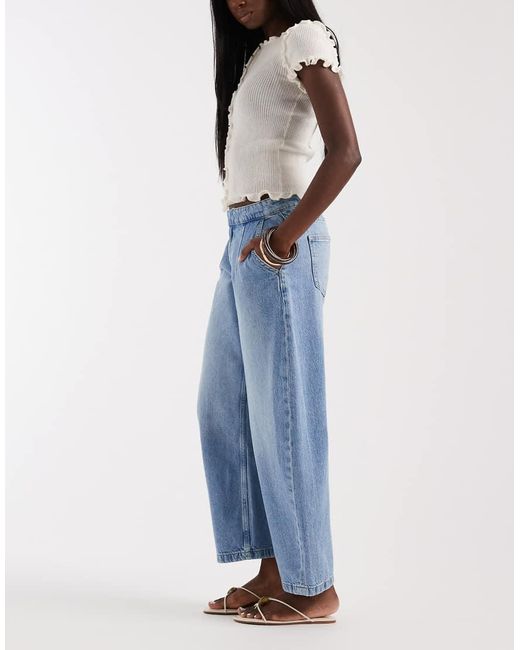 ONLY Blue Avona Mid Rise Barrel Jeans