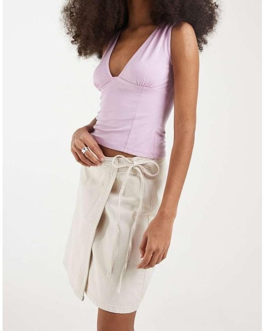 Vero Moda White Denim Wrap Mini Skirt