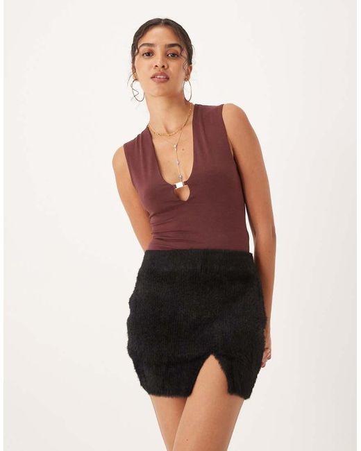Glamorous Natural Fluffy-Knit Mini-Skirt