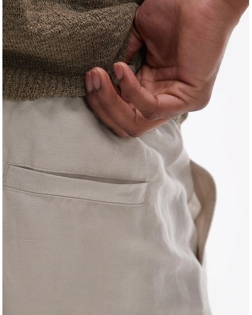 Pantalon large en lin - taupe Topman pour homme en coloris White