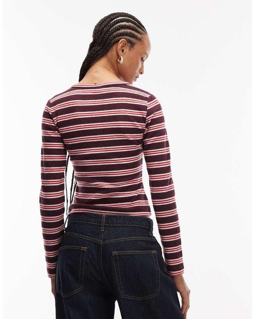 Reclaimed Vintage Red Long Sleeve Henley Top
