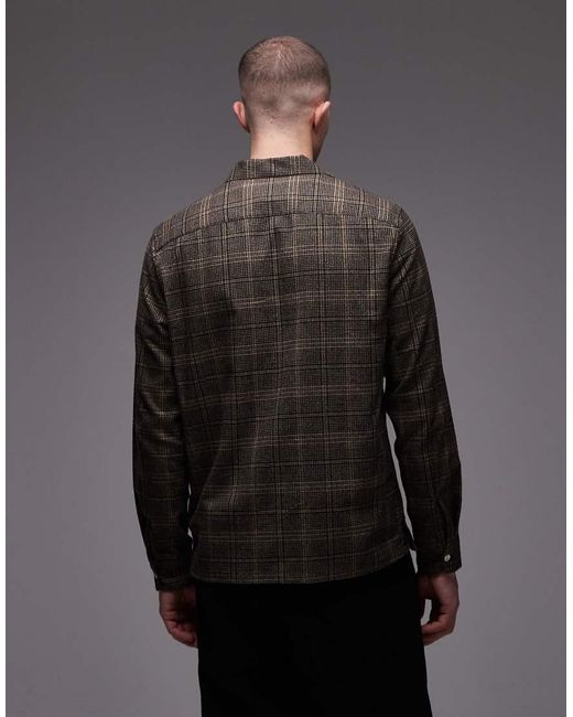 AllSaints Gray Saru Check Shirt for men