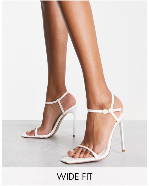 SIMMI White Simmi London Wide Fit Nolan Heeled Barely There Sandals