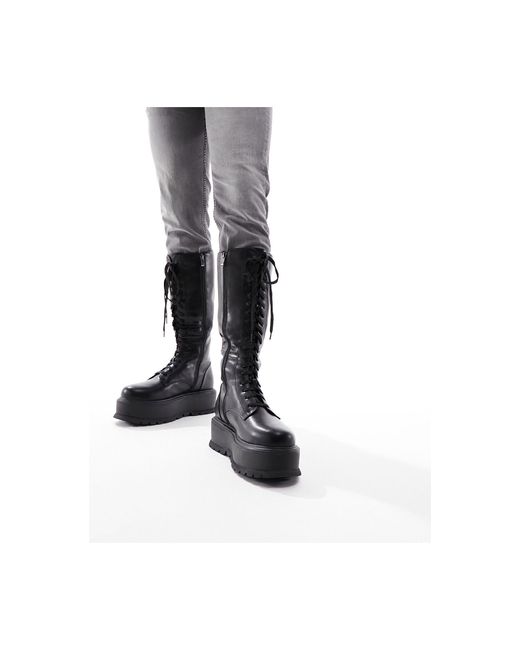 Koi Footwear Black Koi Valinor Platform Long Boots for men