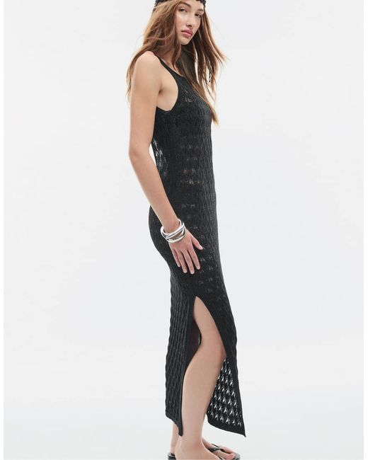 Stradivarius White Cutwork Knit Dress