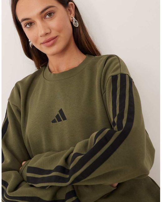 Adidas Originals Green Adidas Sportswear Three Stripe Fleece Sweatshirt