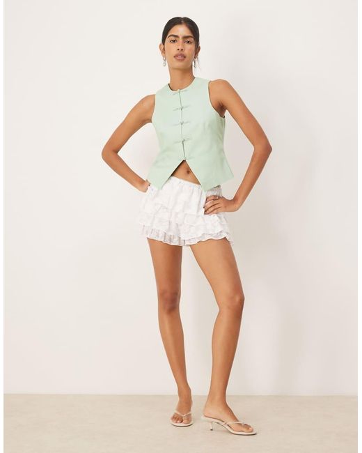 Mango Green Tailored Button Detail Top
