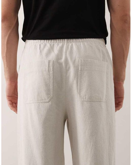 ARKET Natural Pure Cotton Wide Leg Elasticated Waist Trouser for men