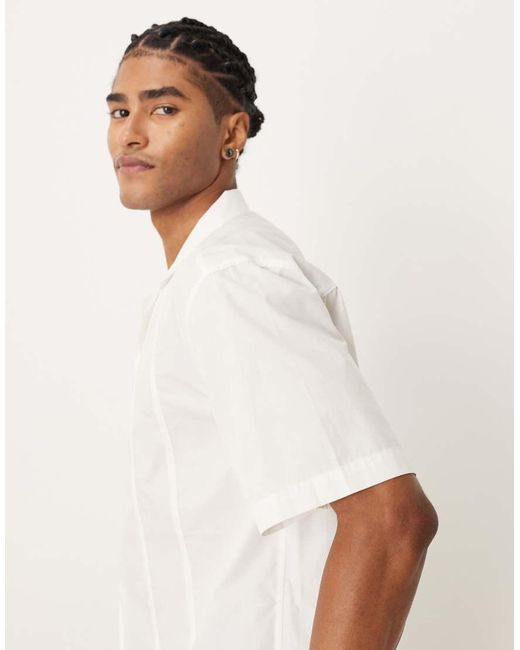 Camicia Comoda Bianca Con Rever E Cuciture A Vista di ASOS in White da Uomo